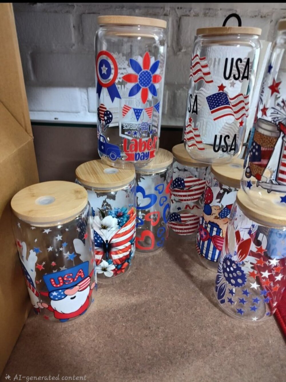 Custom 16oz Glass Tumbler with Straw and Lid- 4th of July- Take Your Pick